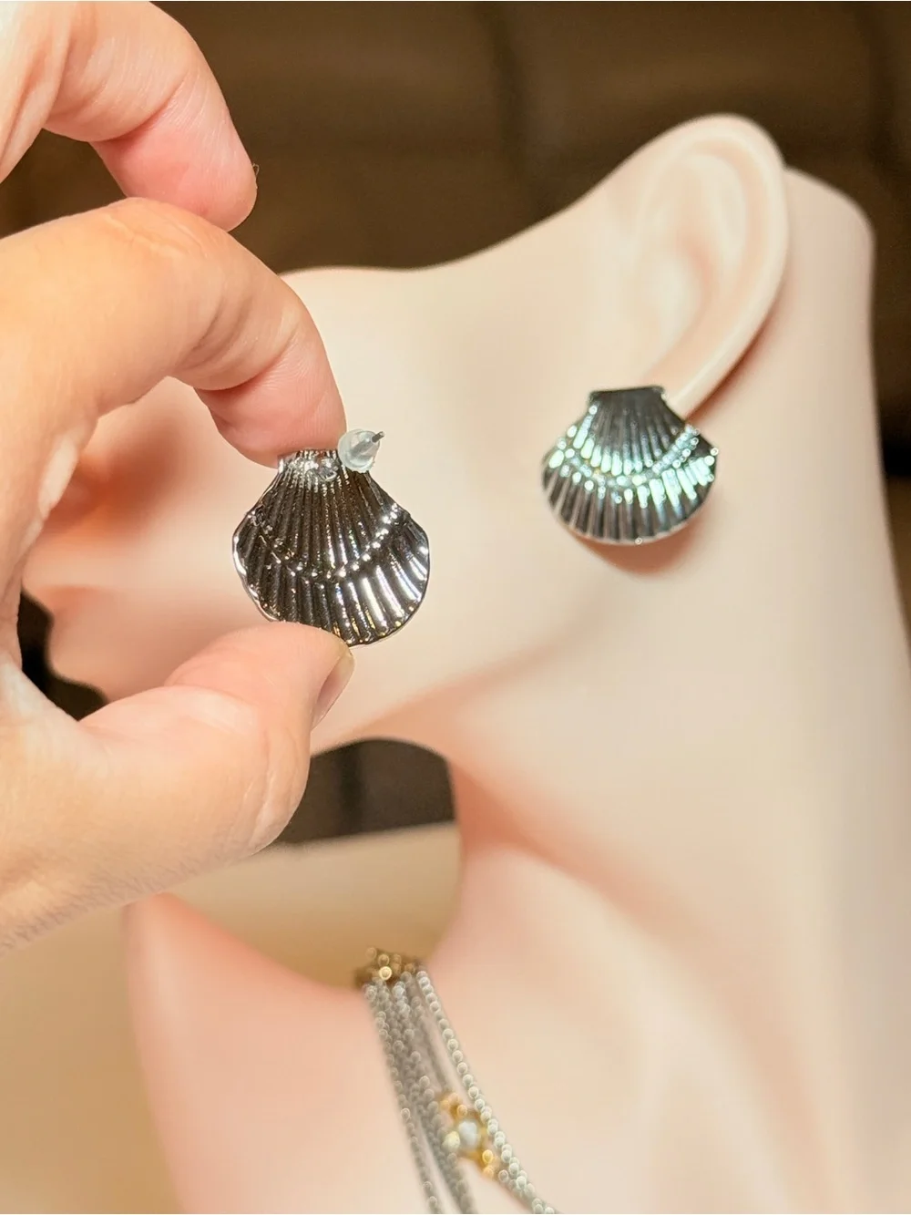 Silver Shell-Style Earrings - Women Jewelry